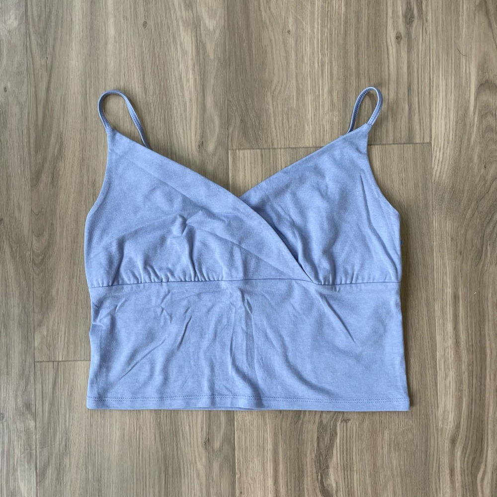 SO Goods For Life Surplice Cami Wrap Front Cropped Tank Top